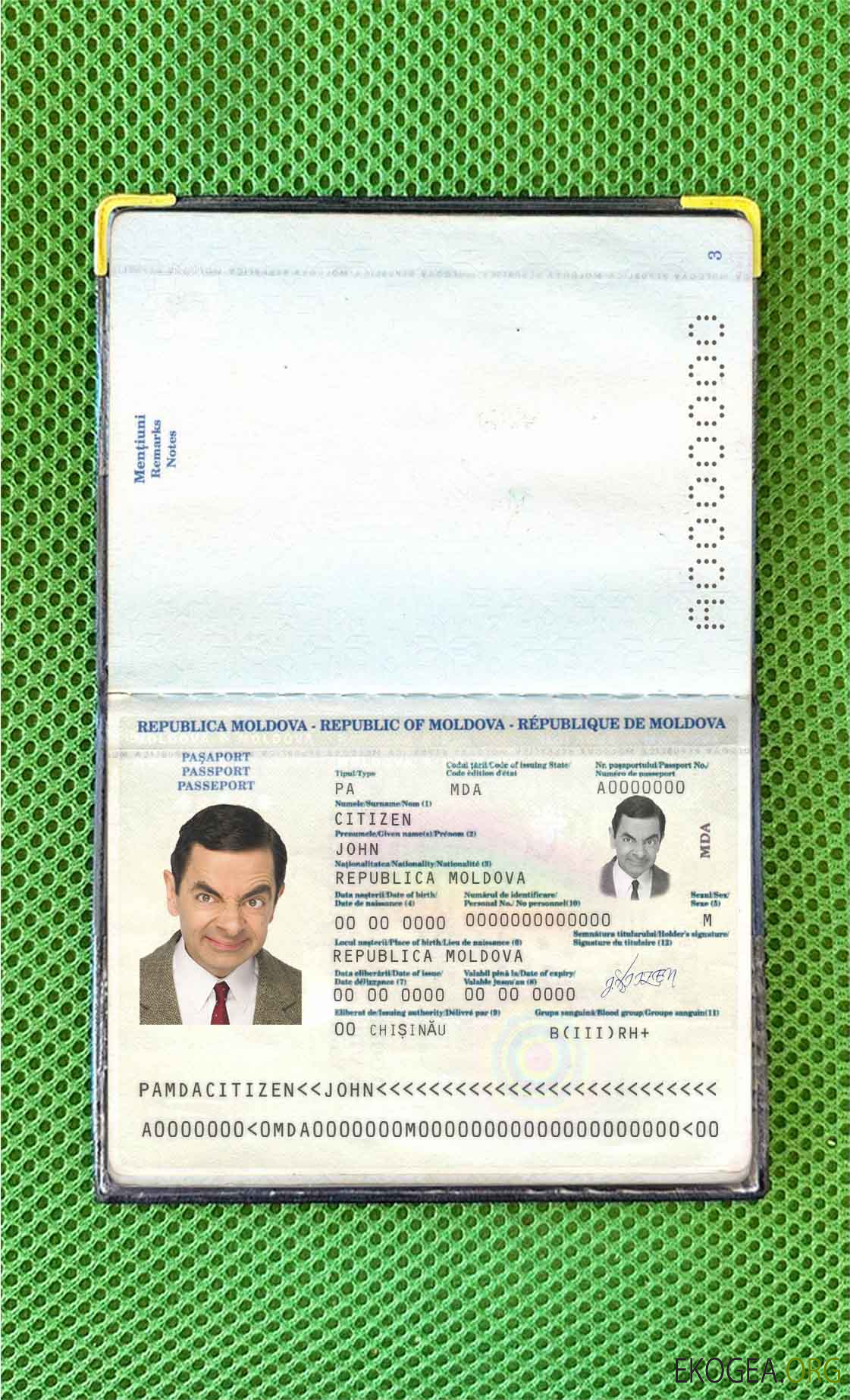 Aperçu photo du passeport moldave (2011 2014)